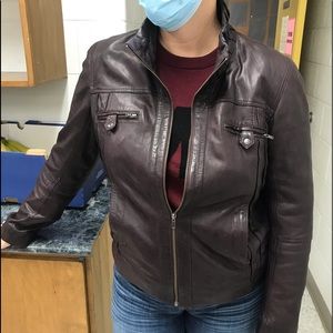 Burgundy leather coat